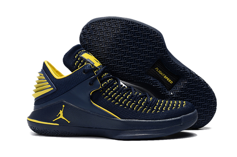 2017 Men Air Jordan XXXII Low Blue Yellow Shoes